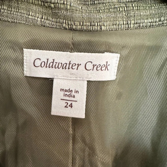 Coldwater Creek green textured open jacket/blazer, size 24, 92% silk - Picture 6 of 7